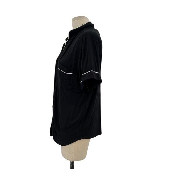 Cozy Earth Stretch-Knit Short Sleeve Pajama Top Black Size Small - Picture 5 of 10